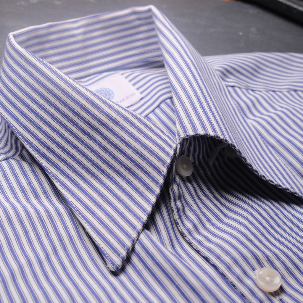Chemise col français une pièce rayée bleu marine Somelos