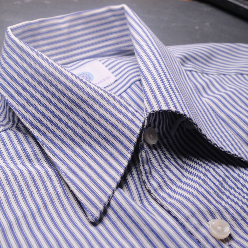 Chemise col français une pièce rayée bleu marine Somelos