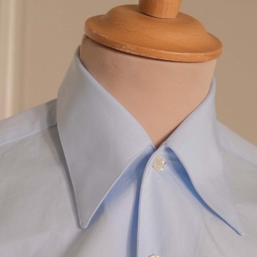 Chemise col français une pièce bleu clair Thomas Mason gamme Royale