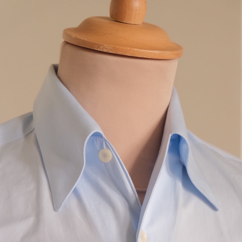 Chemise col français une pièce bleu clair Thomas Mason gamme Royale