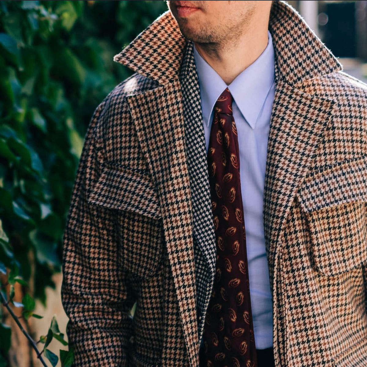 Le tissu choisi: le pied de poule marron 100% laine 550g/m2