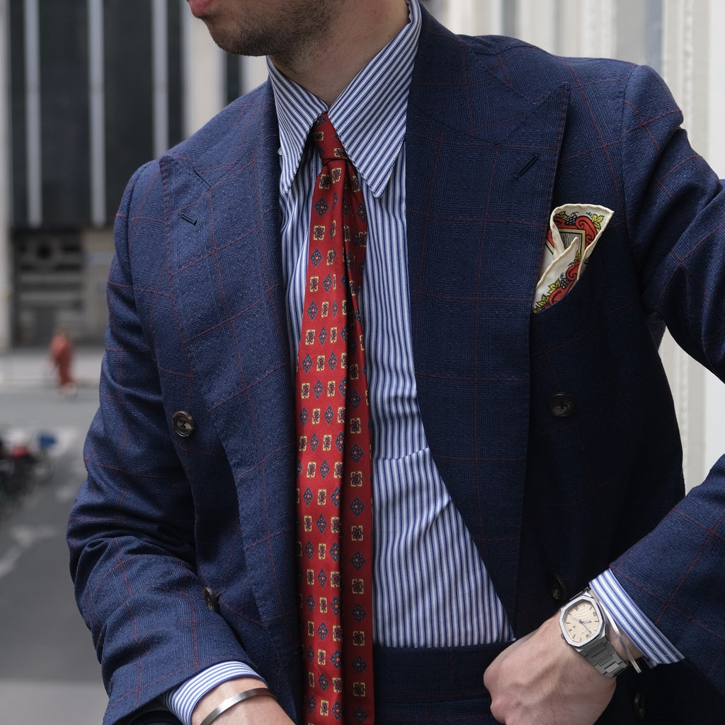 Chemise col français une pièce rayée bleu marine Somelos