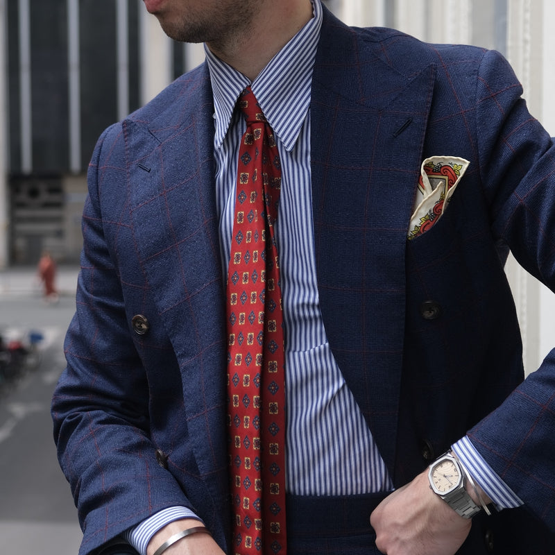 Chemise col français une pièce rayée bleu marine Somelos