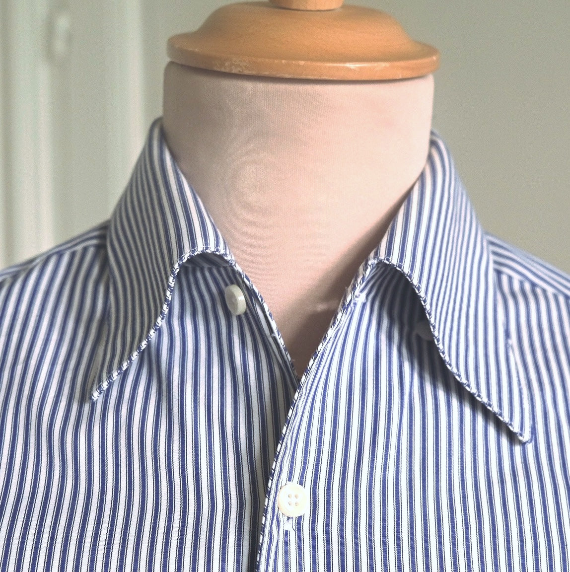 Chemise col français une pièce rayée bleu marine Somelos