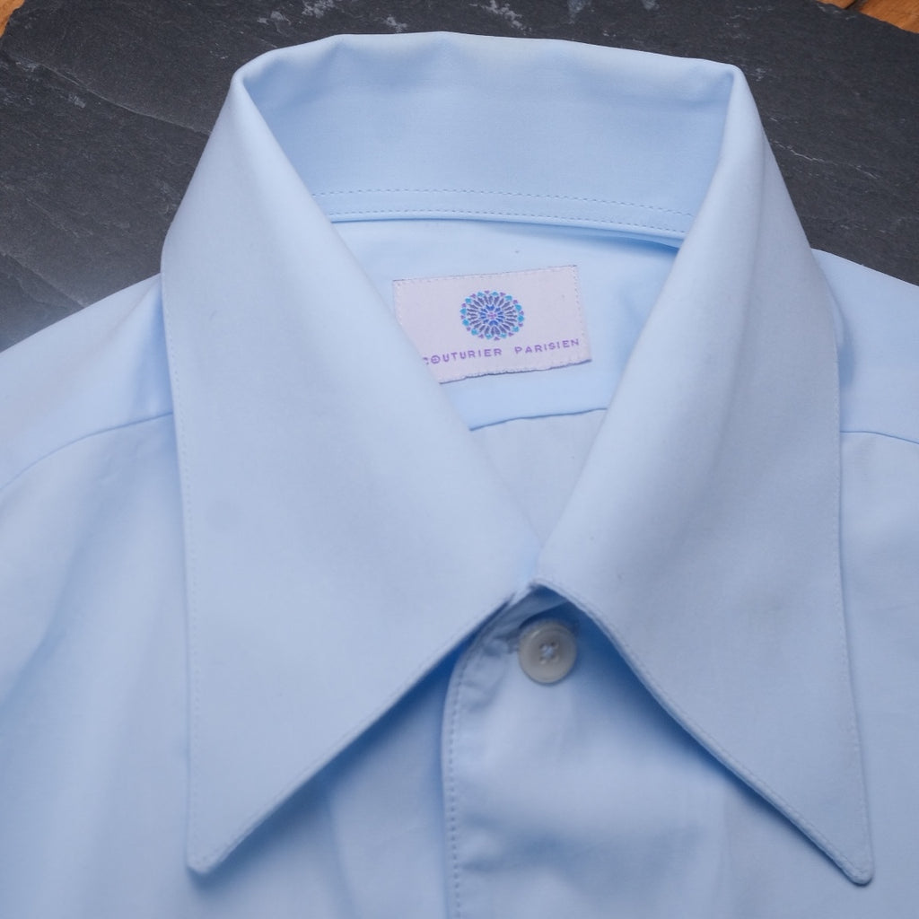 Chemise col français une pièce bleu clair Thomas Mason gamme Royale