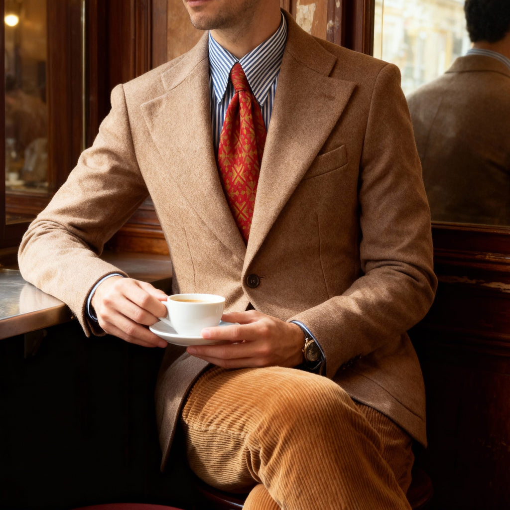 Veste cran florentin déstructurée en drap de laine beige chiné