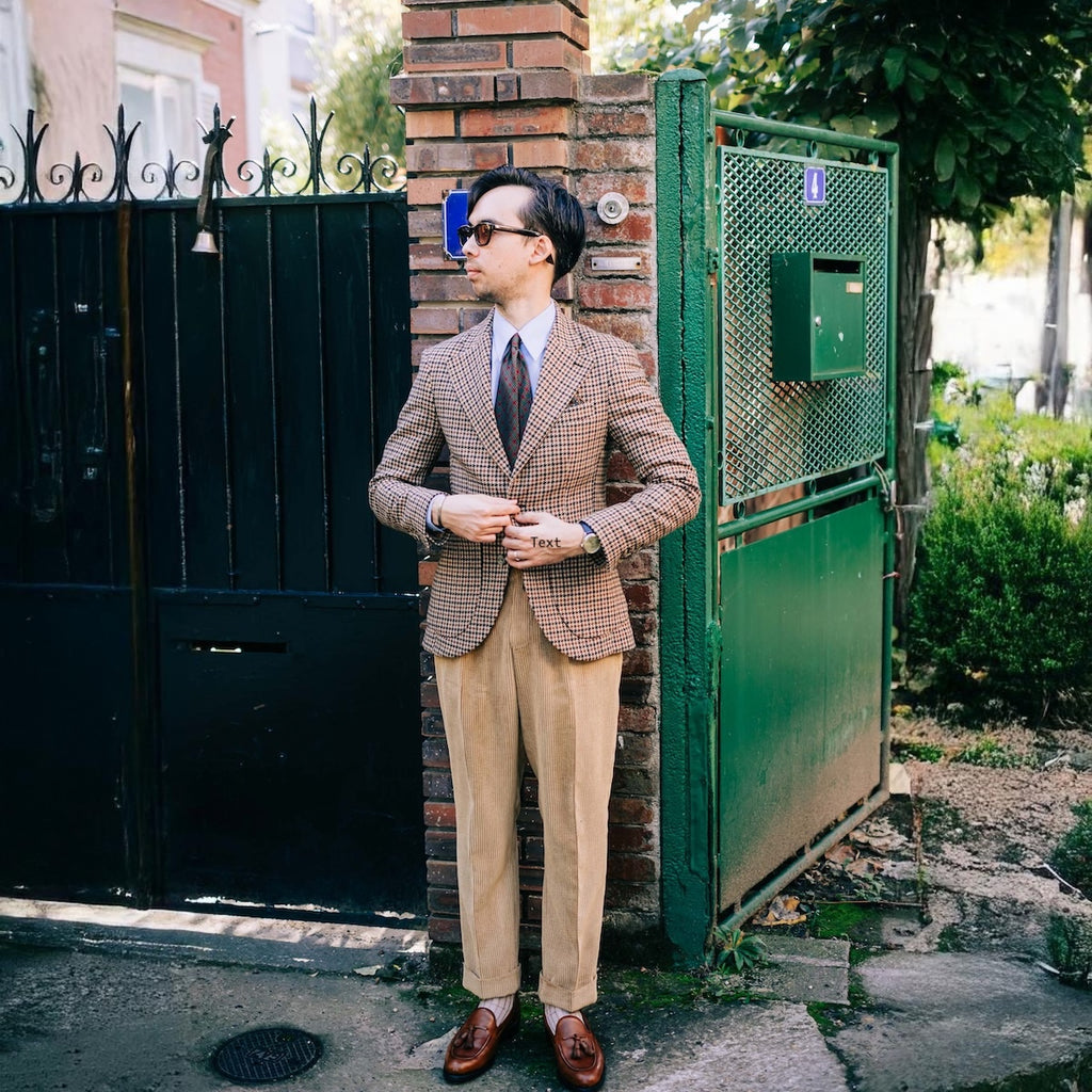 Gurkha en velours côtelé côtes moyennes Tejidos Rebes moutarde