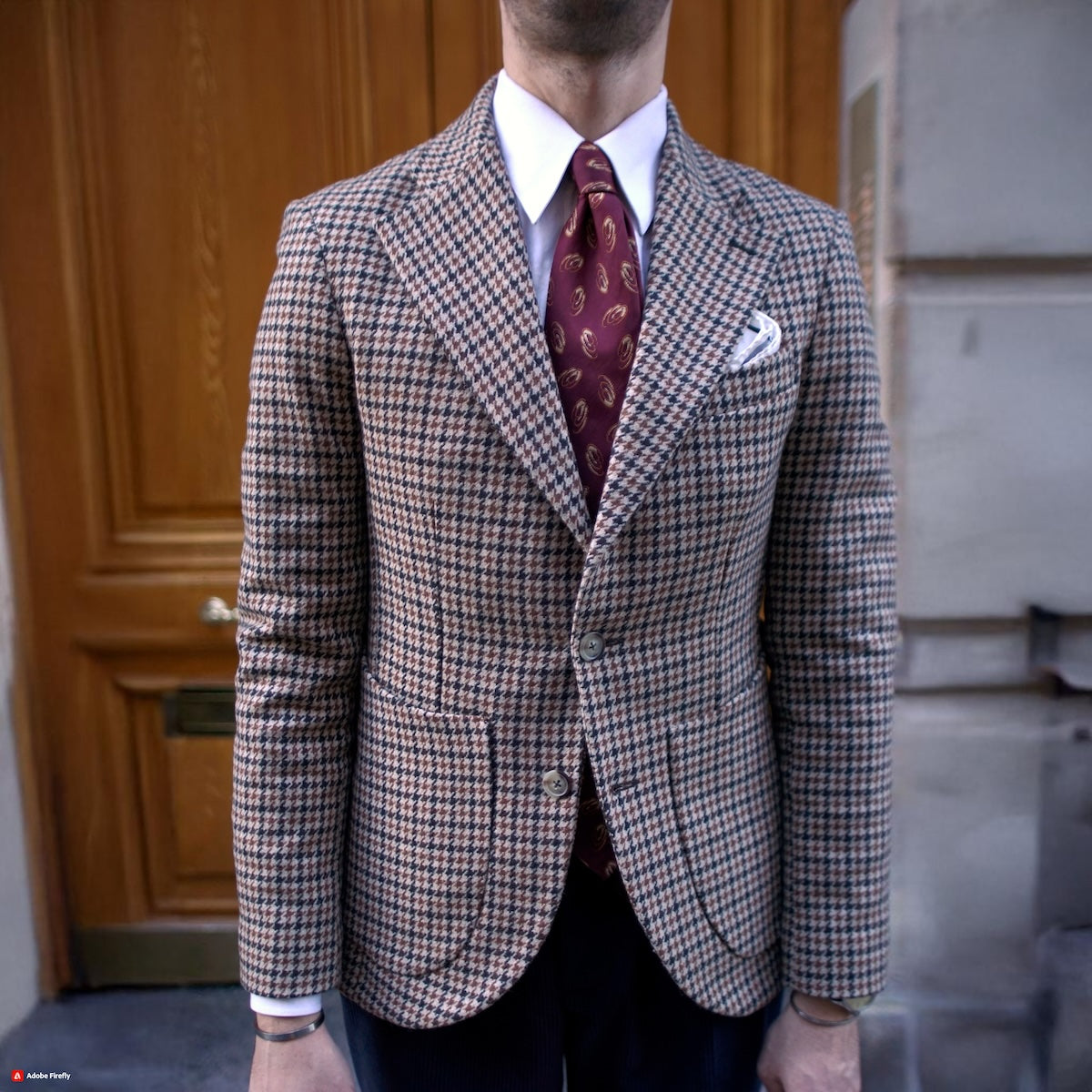 La veste cran florentin déstructurée en tweed marron