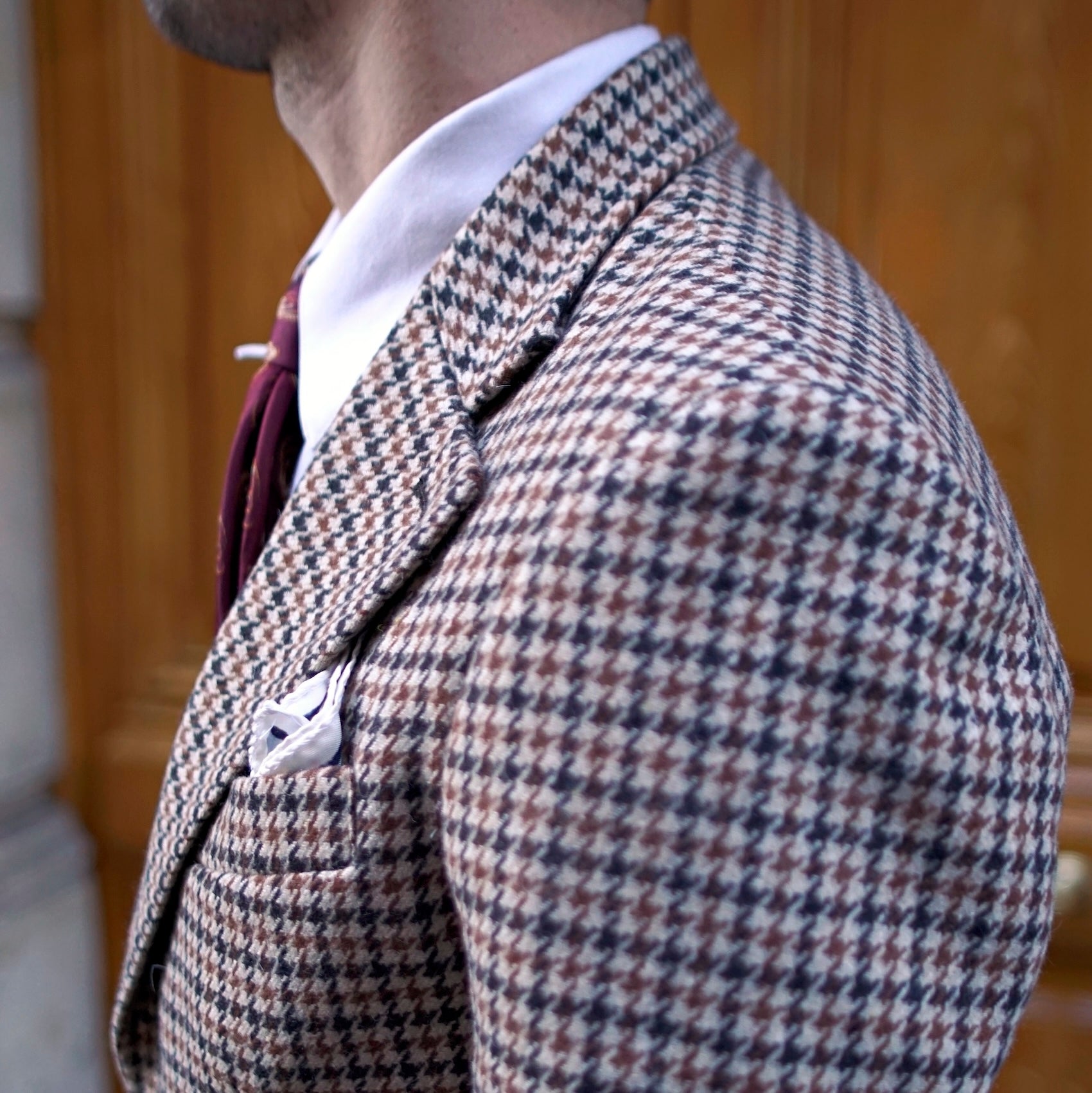 La veste cran florentin déstructurée en tweed marron