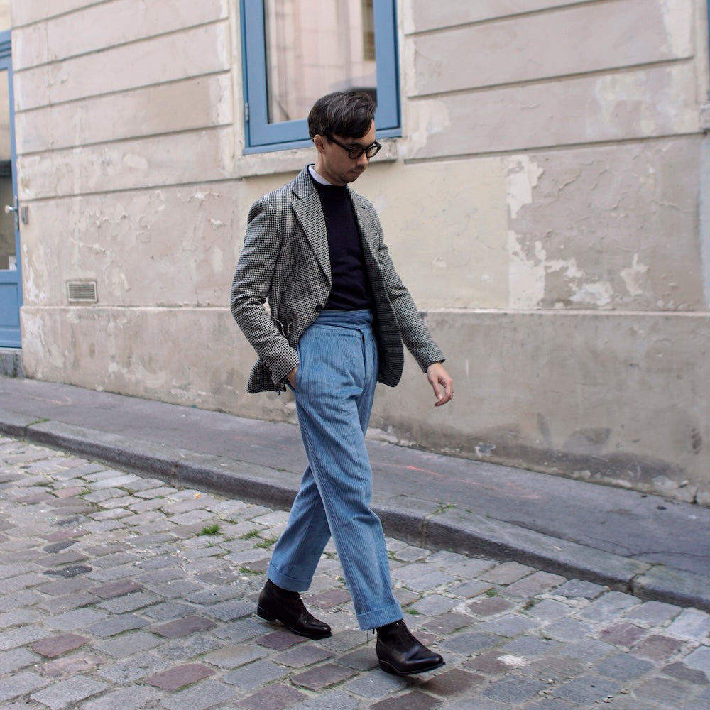 Veste cran florentin en tweed pied de poule noir et blanc