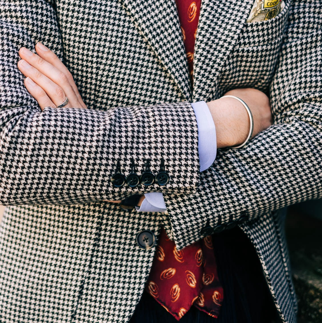 Veste cran florentin en tweed pied de poule noir et blanc