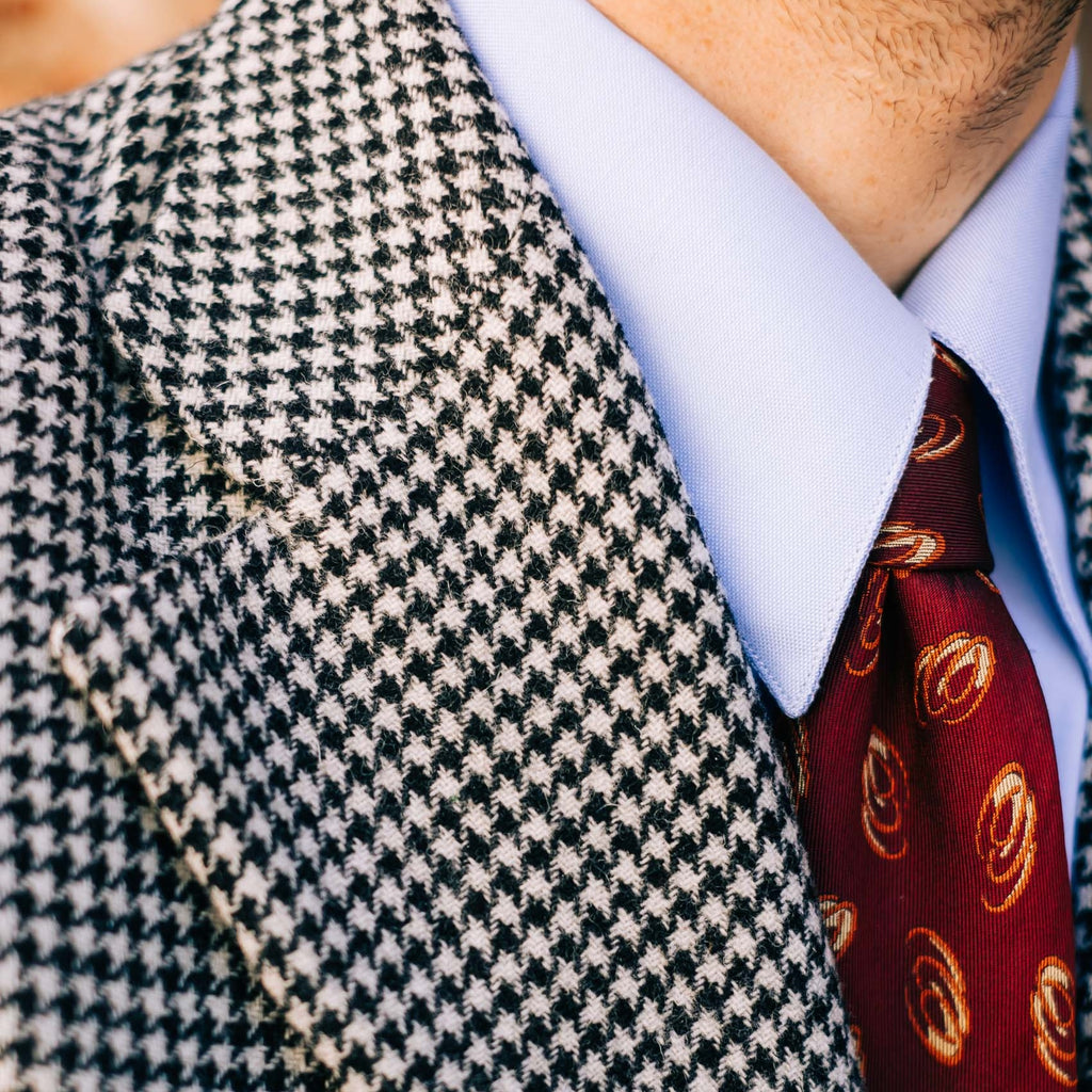 Veste cran florentin en tweed pied de poule noir et blanc