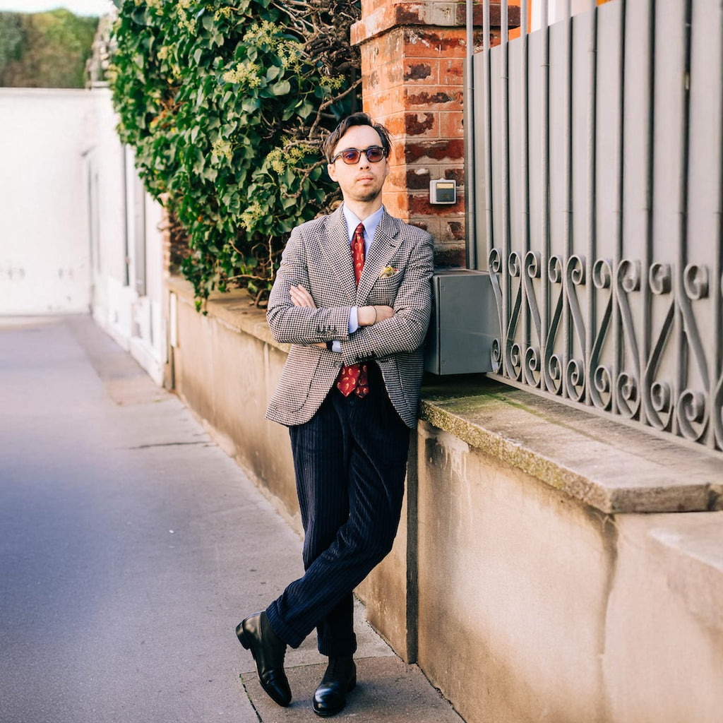Veste cran florentin en tweed pied de poule noir et blanc