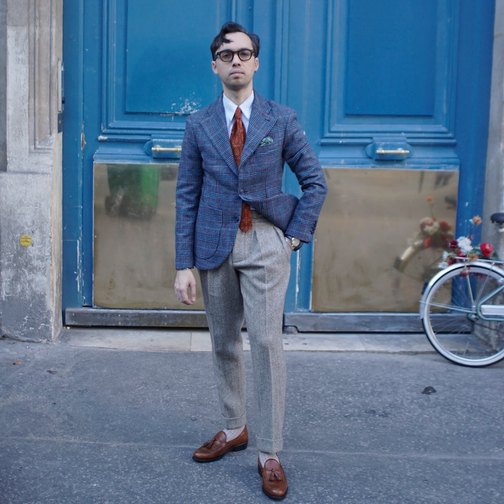 Veste cran florentin déstructurée en tweed Prince de Galles