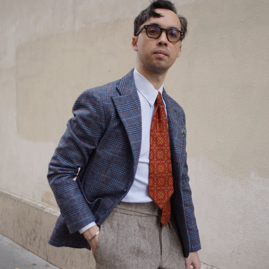 Veste cran florentin déstructurée en tweed Prince de Galles
