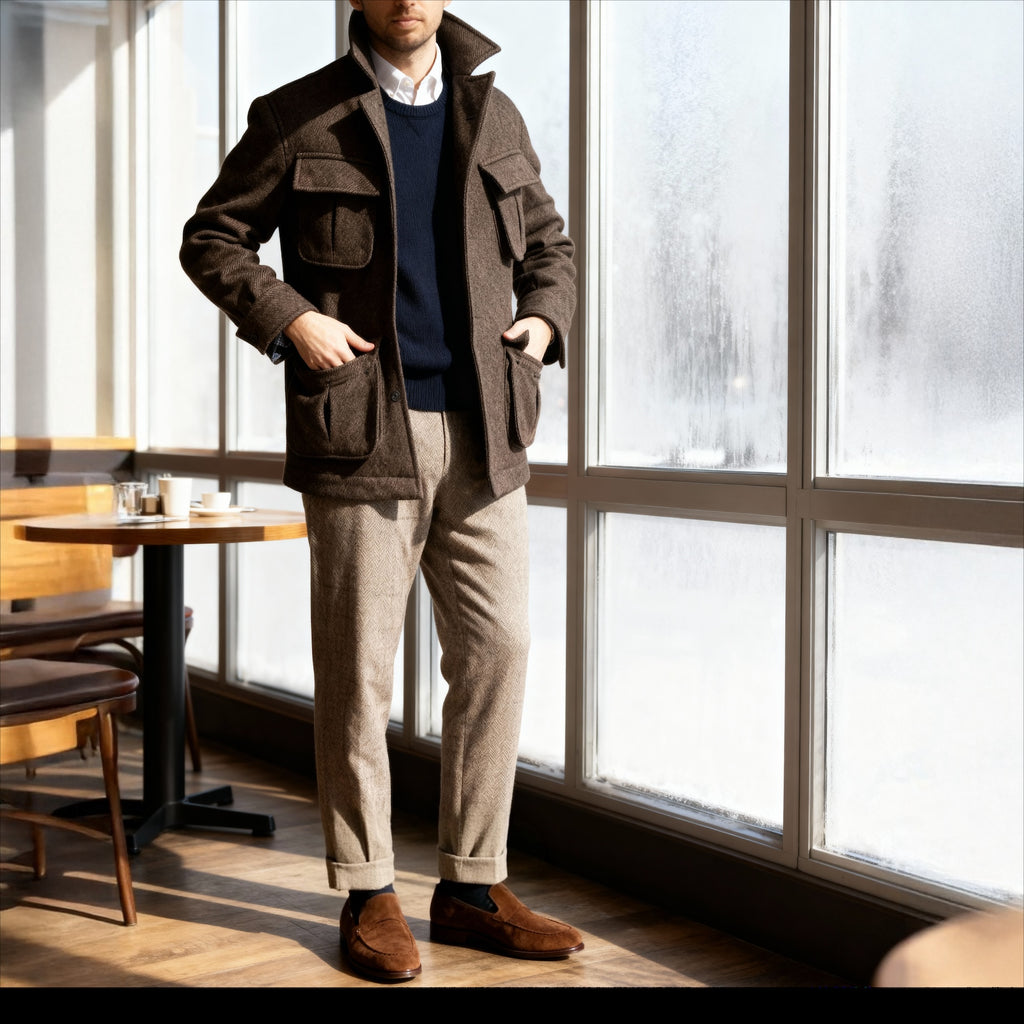 Jungle Jacket twill de laine marron