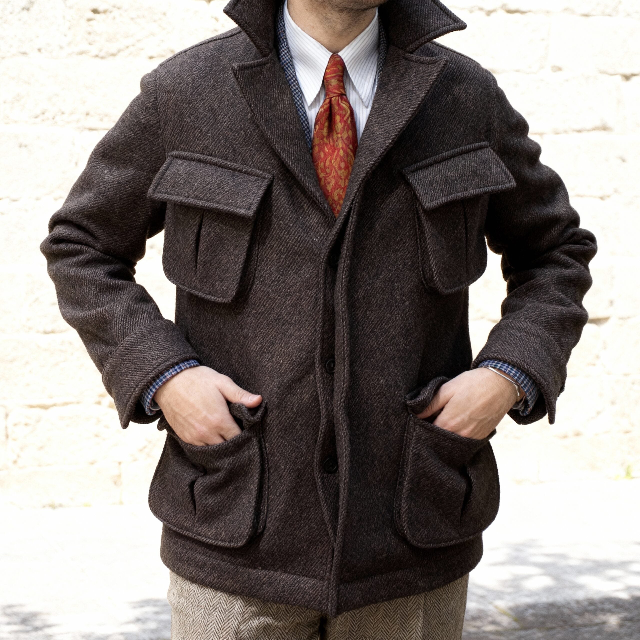 Jungle Jacket twill de laine marron