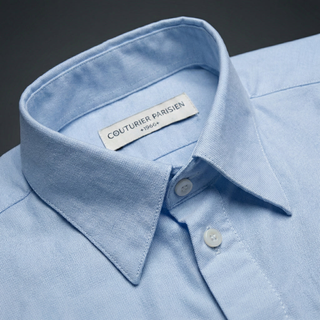 Chemise col français oxford Somelos 80/2 bleue claire (précommande)