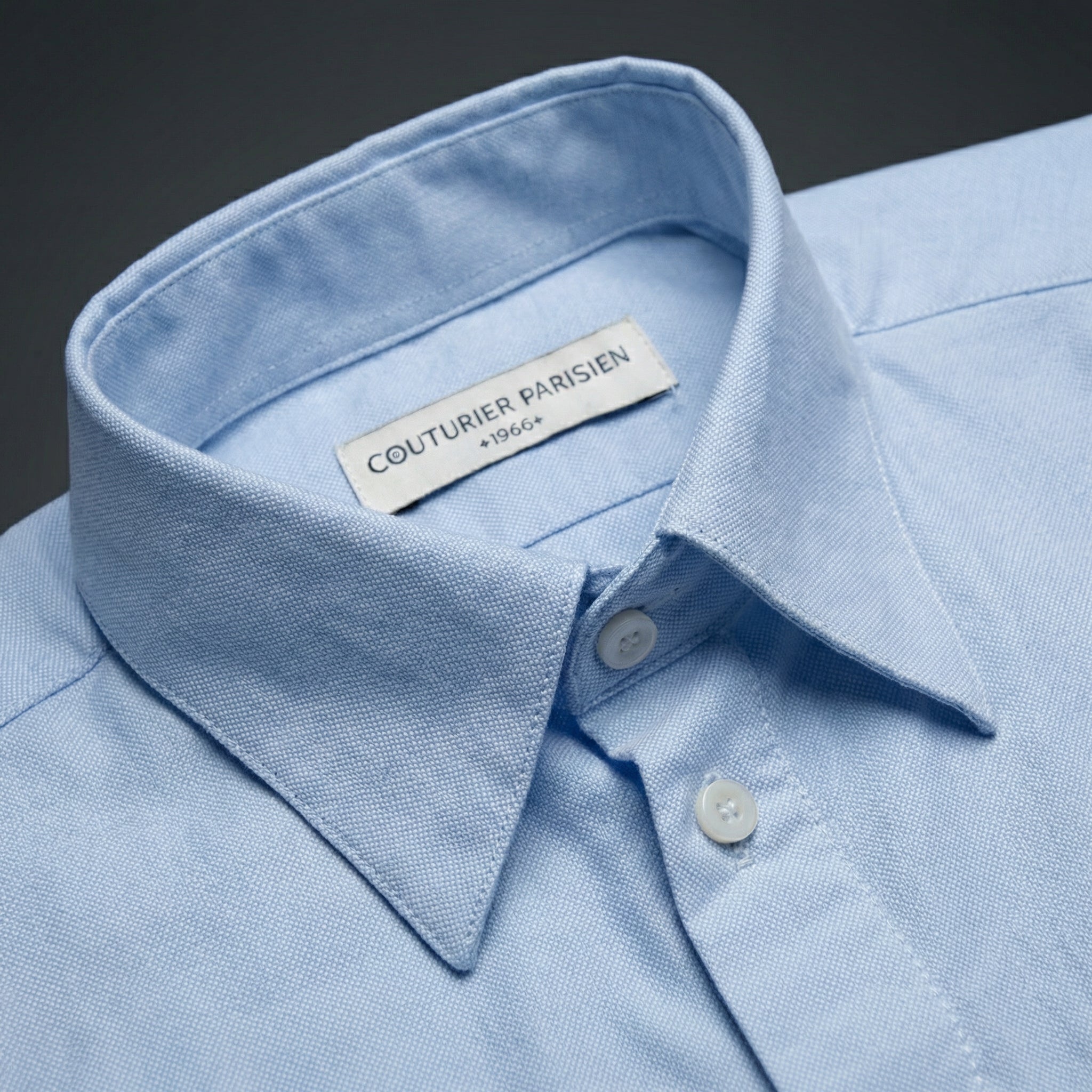 Chemise col français oxford Somelos 80/2 bleue claire (précommande)