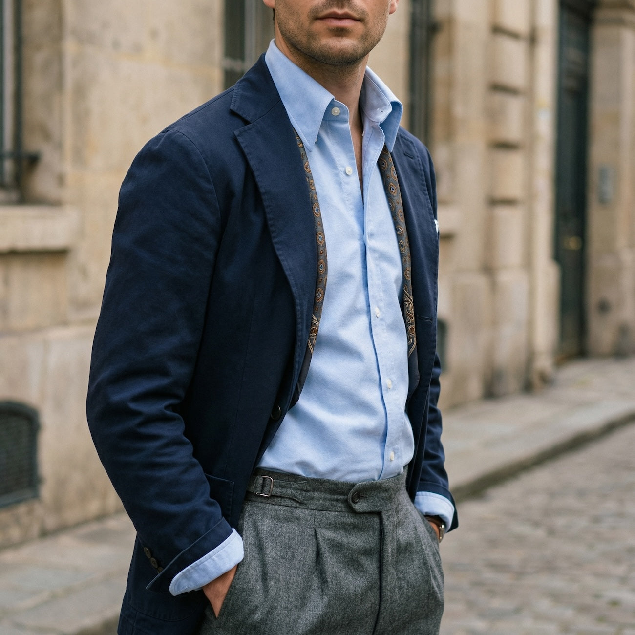 Chemise col français oxford Somelos 80/2 bleue claire (précommande)