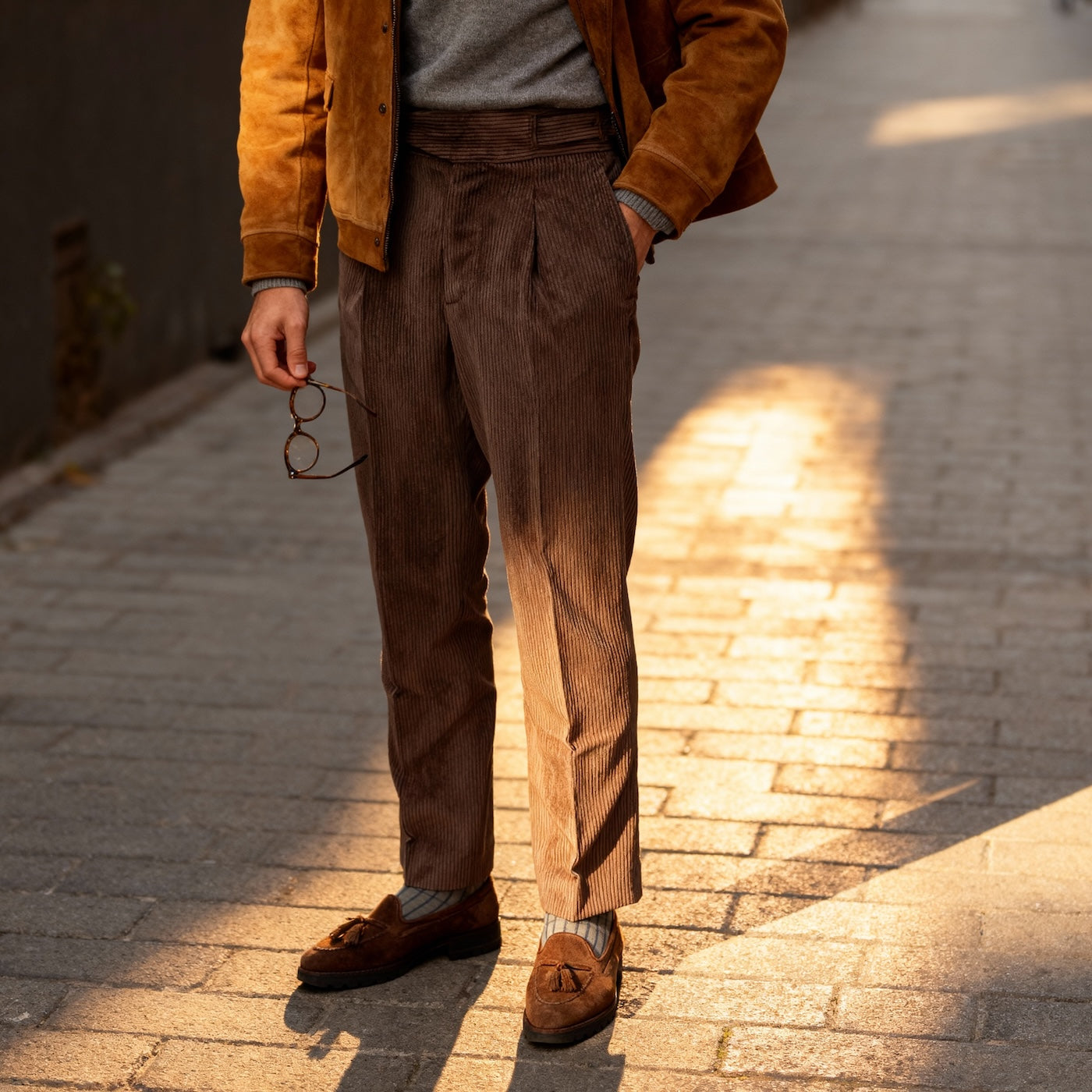 Gurkha en velours côtelé côtes moyennes Tejidos Rebes marron clair