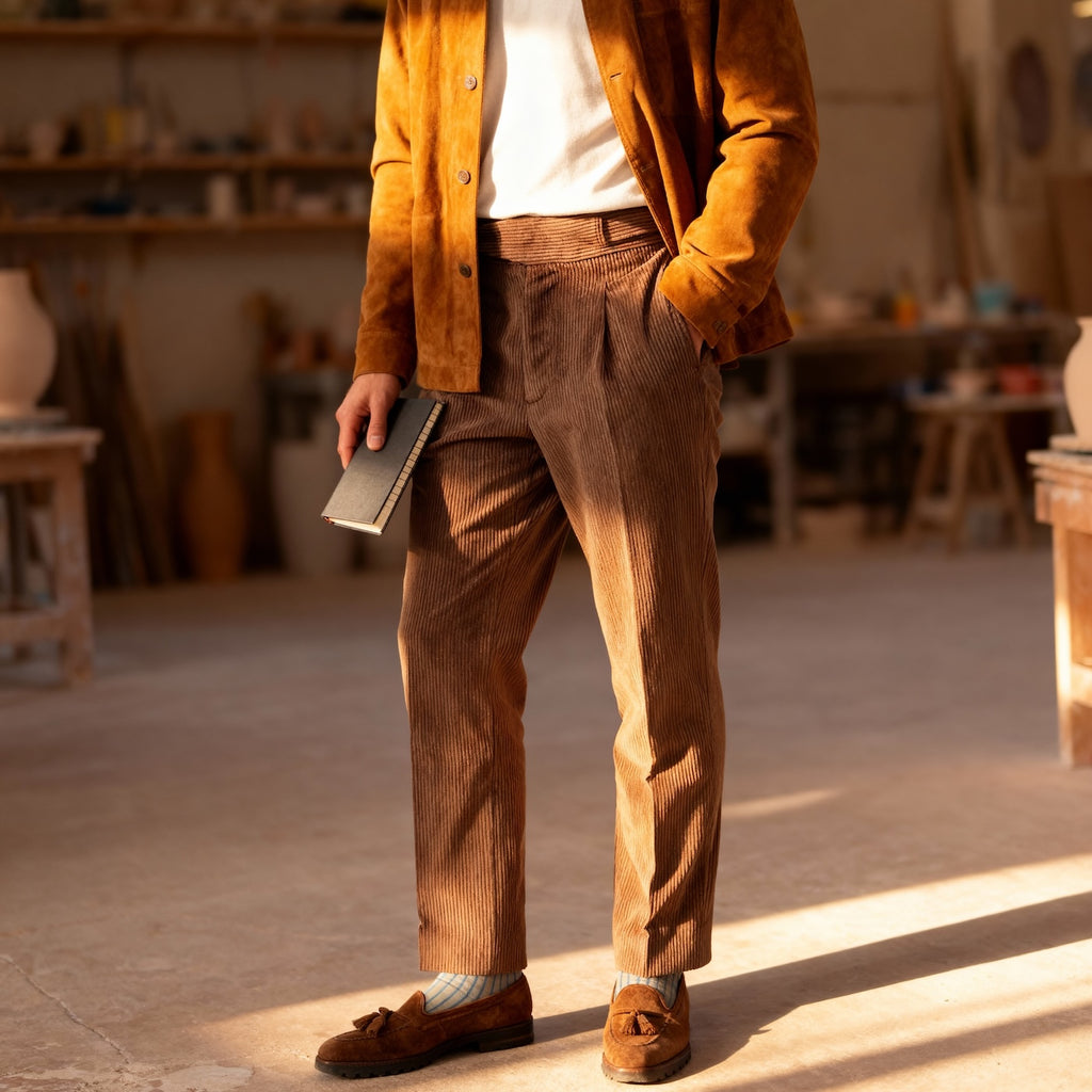 Gurkha en velours côtelé côtes moyennes Tejidos Rebes marron clair