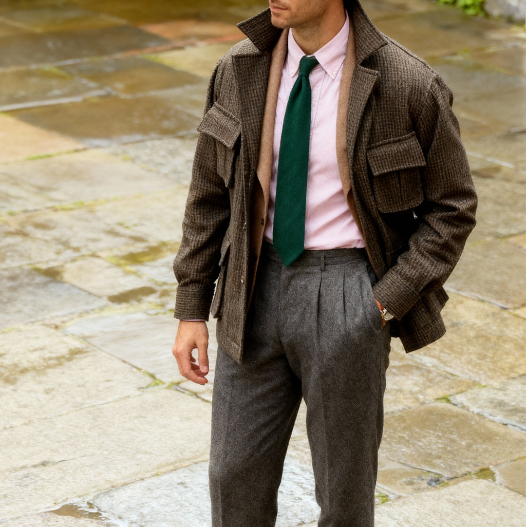 Jungle Jacket pied de poule taupe olive