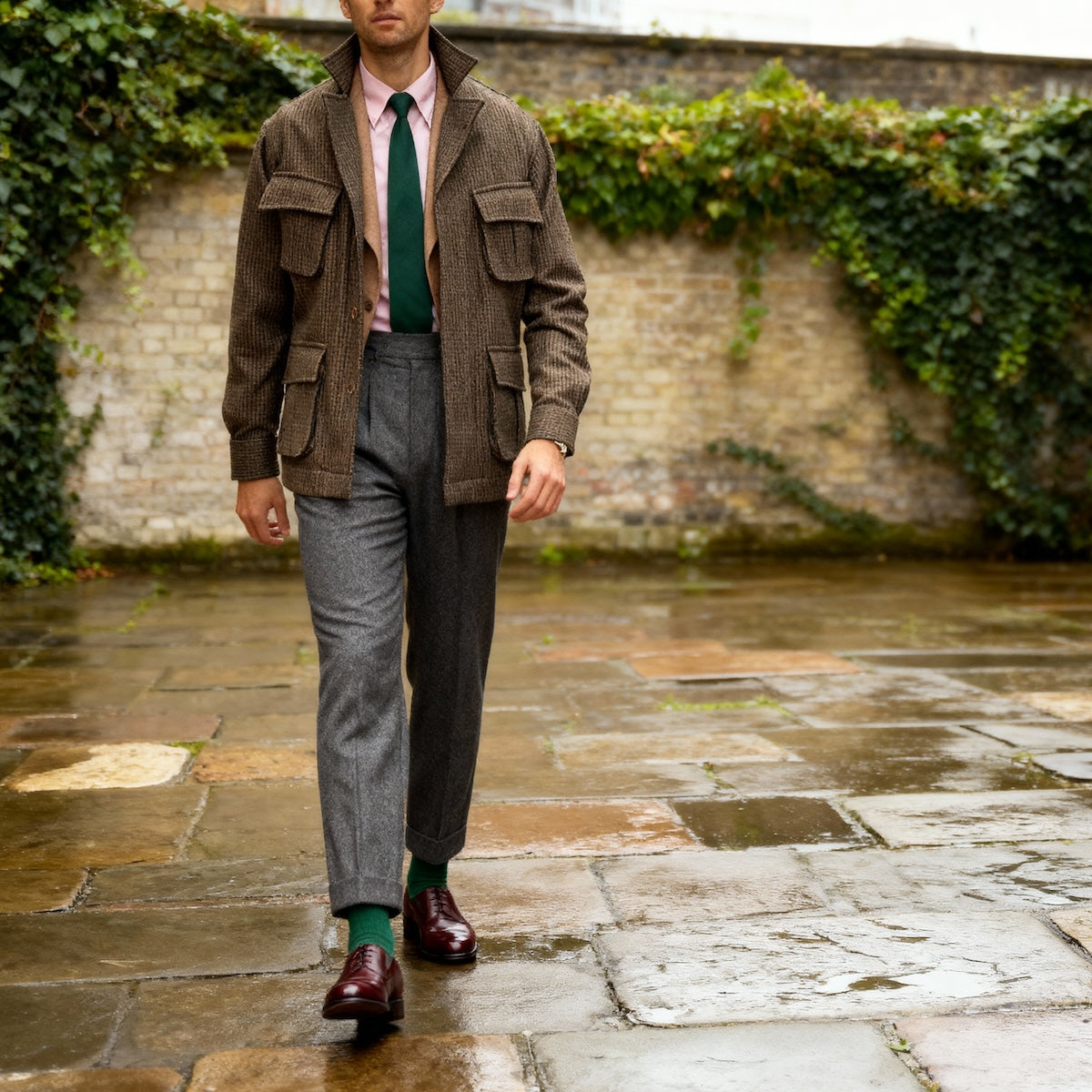 Jungle Jacket pied de poule taupe olive