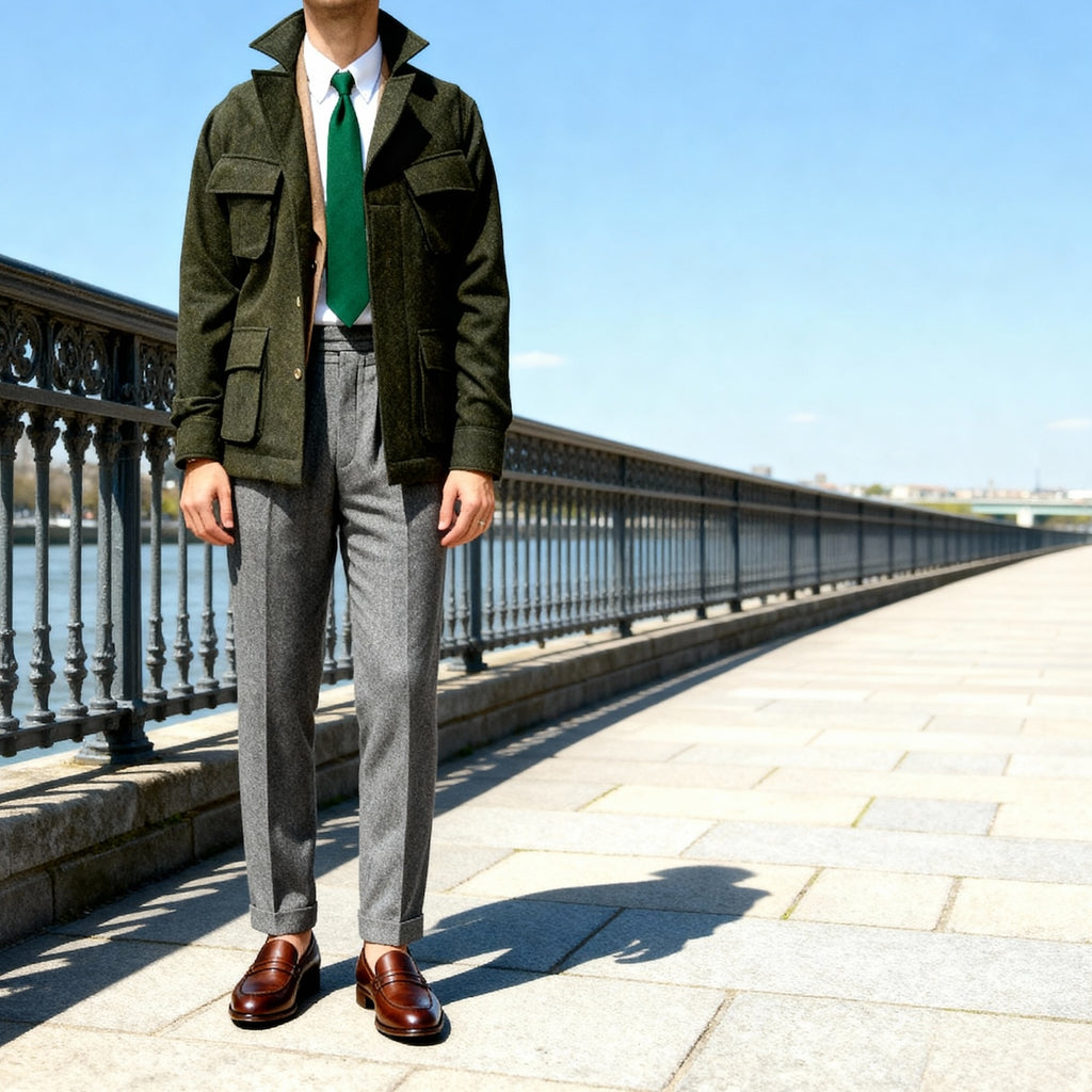 Jungle Jacket tweed de laine donegal vert forêt