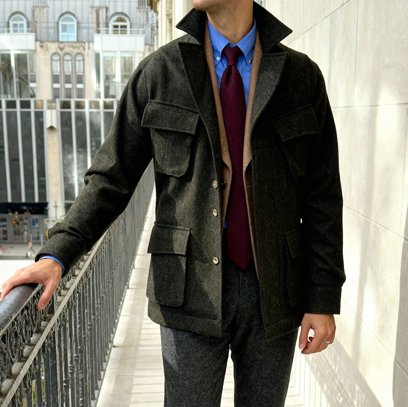 Jungle Jacket tweed de laine donegal vert forêt