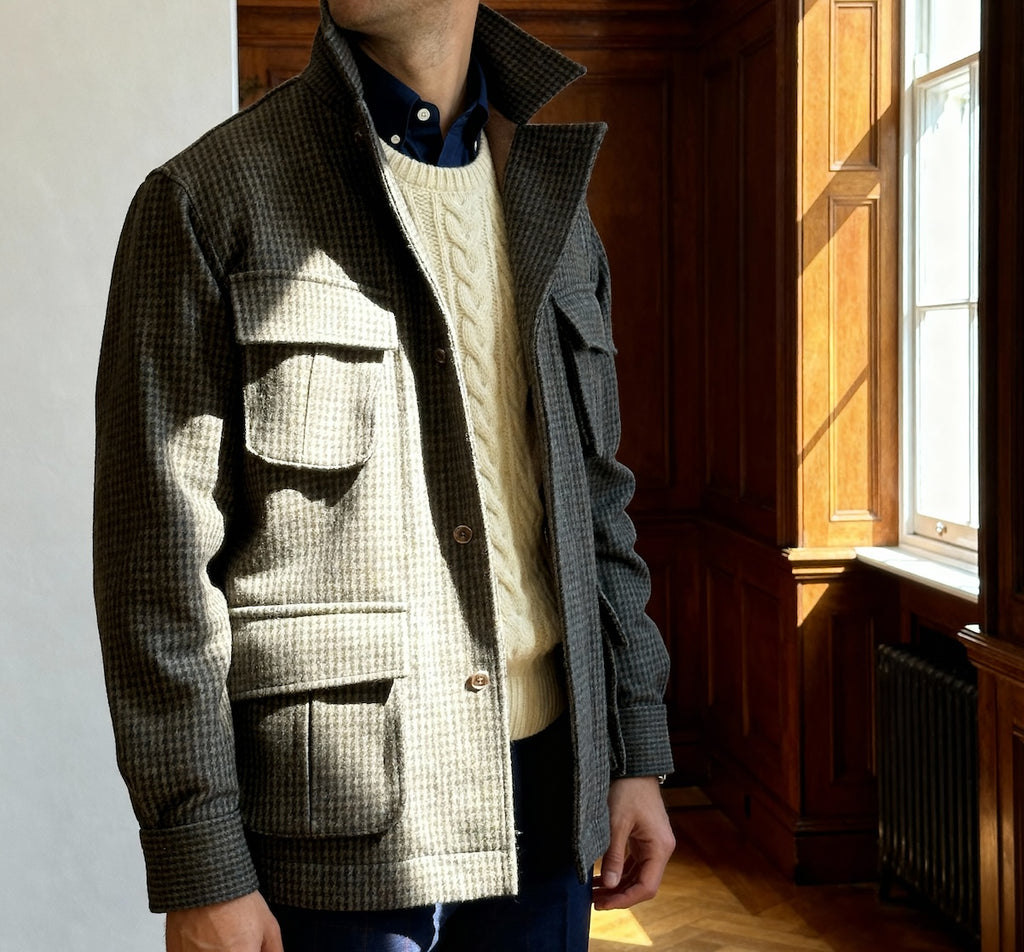 Jungle Jacket pied de poule taupe olive