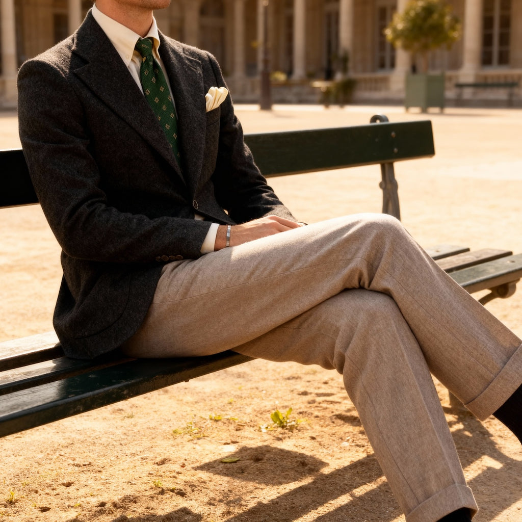 Veste cran florentin déstructurée en laine donegal vert forêt