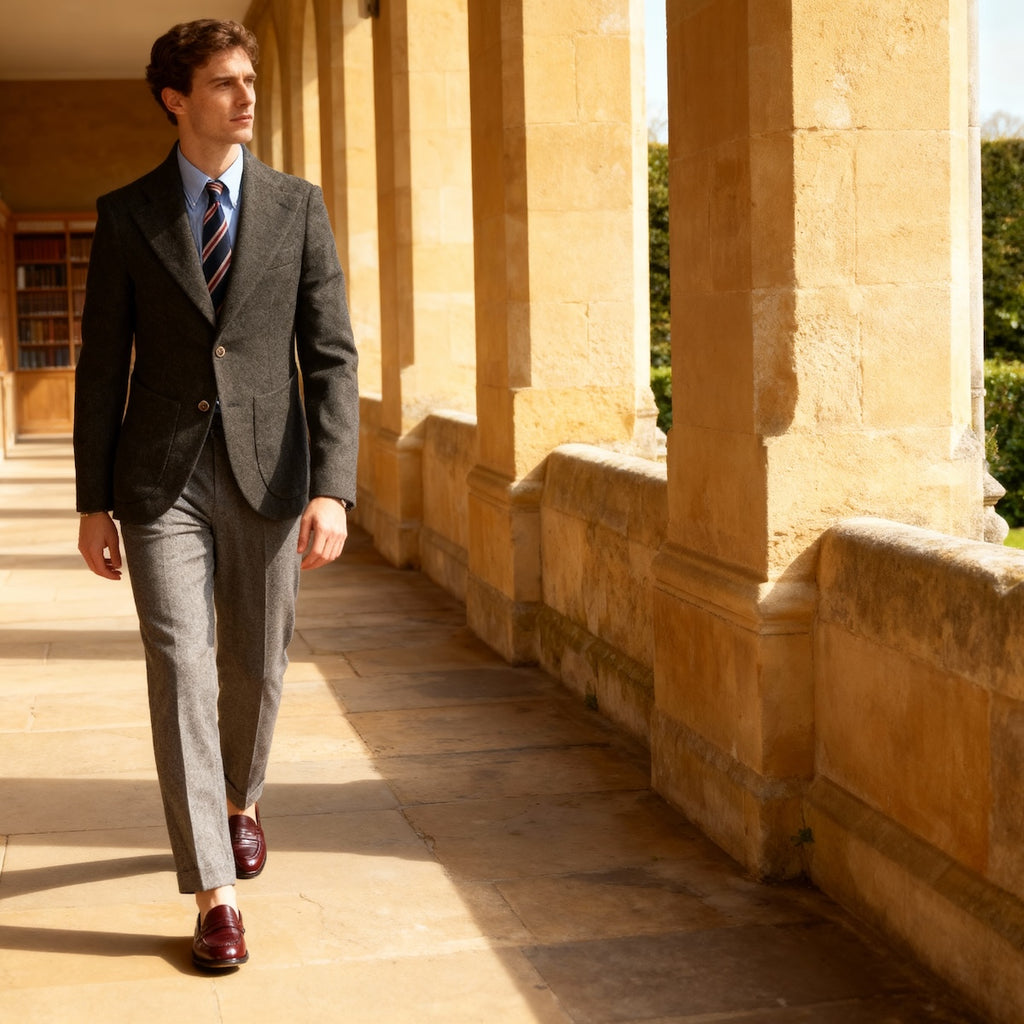 Veste cran florentin déstructurée en laine donegal vert forêt