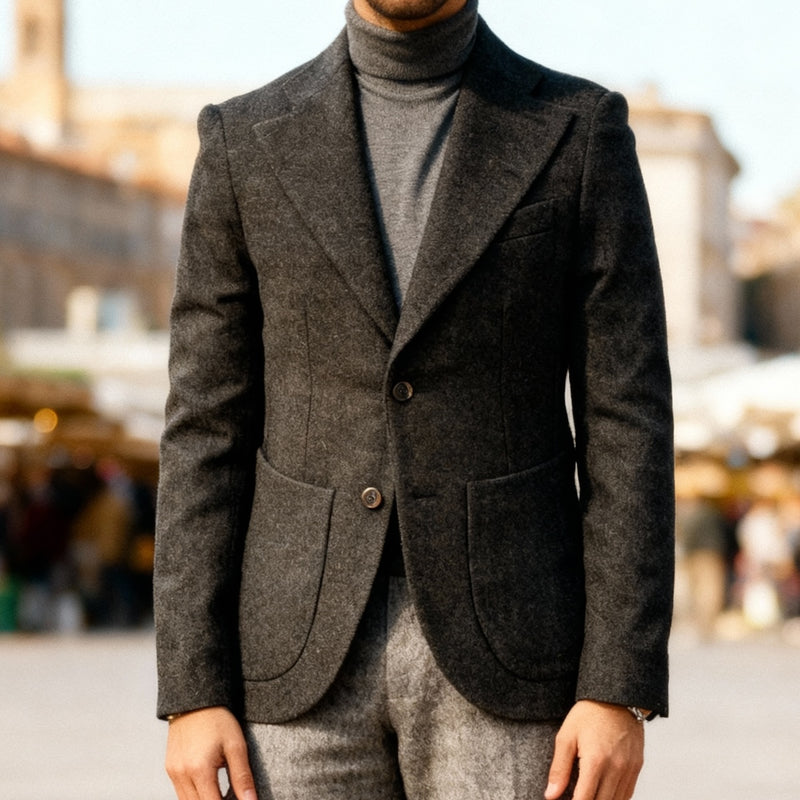 Veste cran florentin déstructurée en laine donegal vert forêt